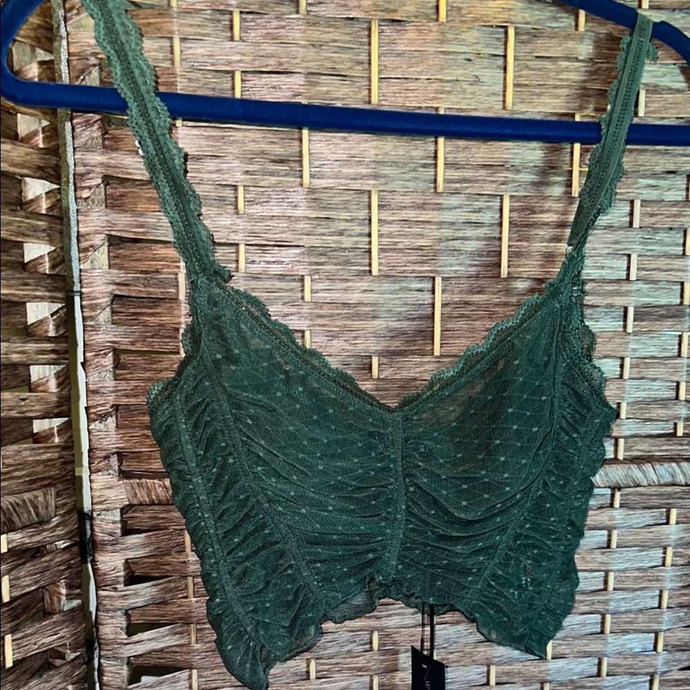 Dolls Kill Green Lace Crop Top cami